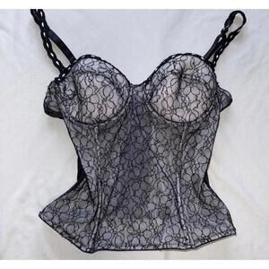 Nature intimates Black Lace Bustier Corset Vintage Top Size 36B